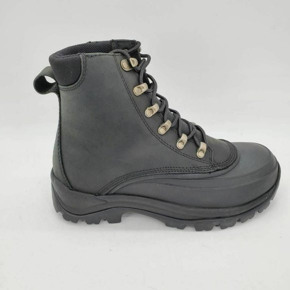 Lands End Mens Snow Winter Boots Black Leather 7 - Picture 2 of 10